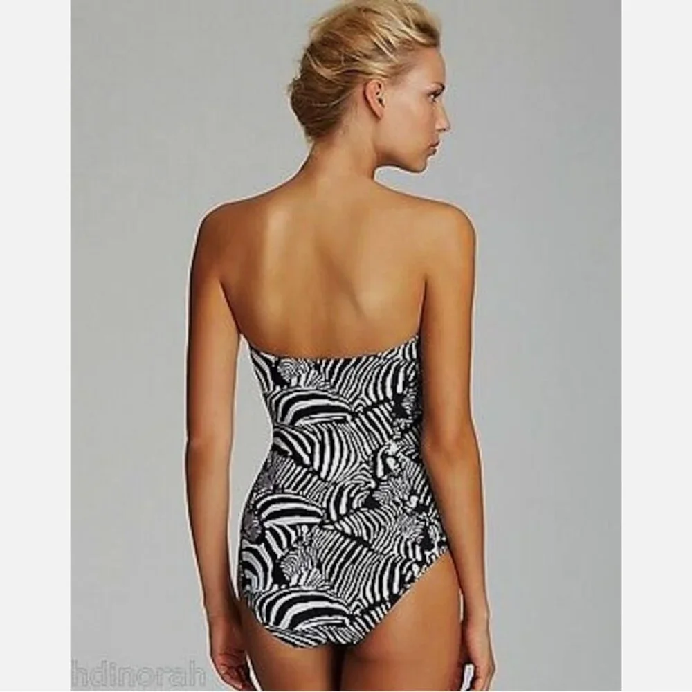 Trina Turk Tanzania One Piece & Zebra Cover Up Tunic 2 Pc Set